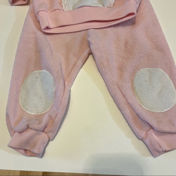 Vintage Sears Baby Girl 24 Months Pink Jogging Sweat Suit Outfit Elbow Patches - Picture 2 of 8